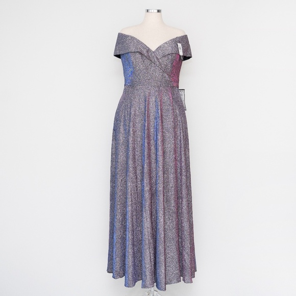 Xscape Evenings - Glitter Off the Shoulder Gown - Picture 2 of 14